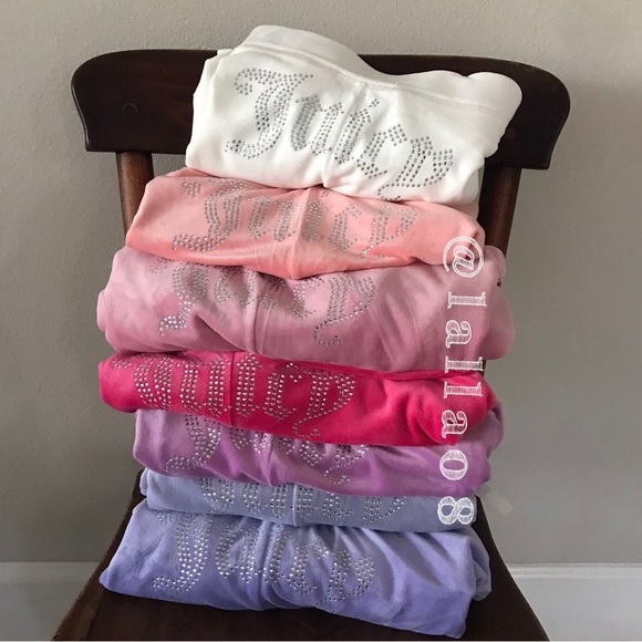 NEW! JUICY COUTURE Velour OG Bling Tracksuit Hoodie & Pant Set Pastel Turquoise - Picture 11 of 13